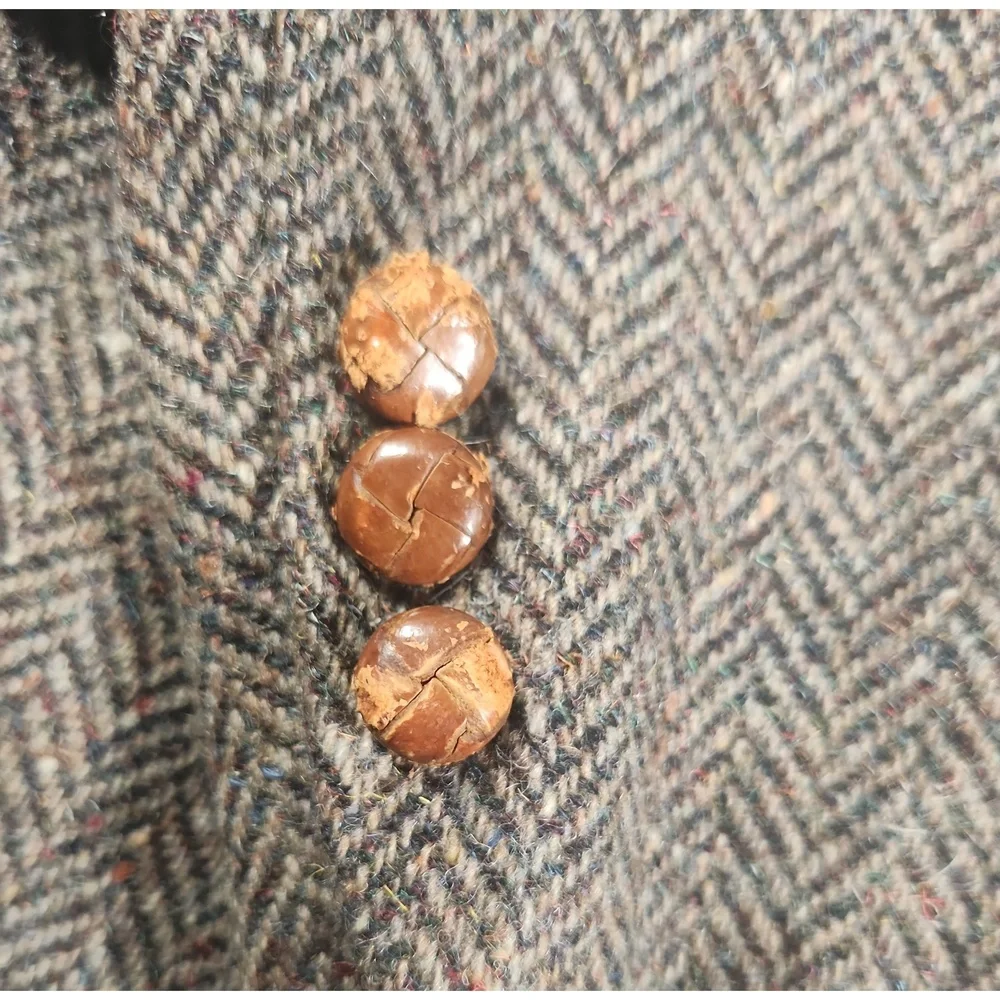 Vintage 80's Levi's Menswear Herringbone Wool Tweed Blazer 36L Made In USA